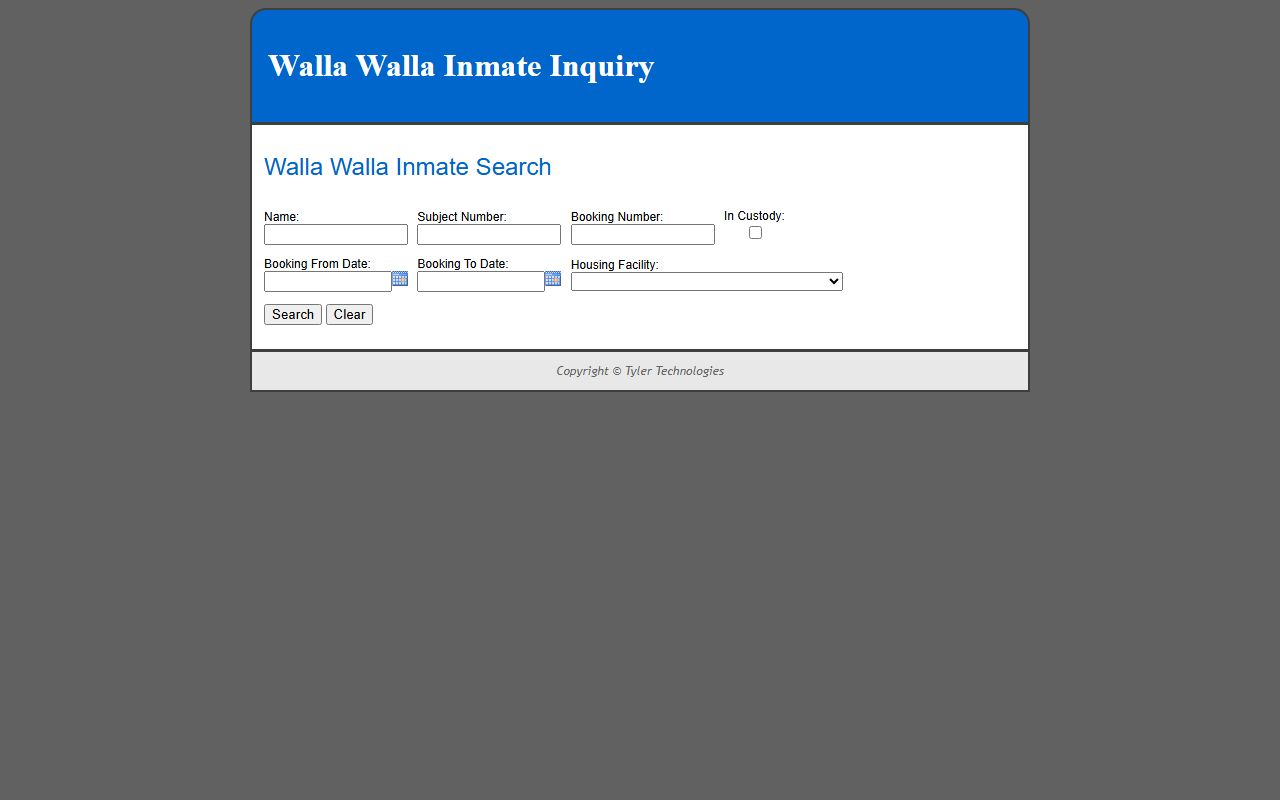 Columbia County inmate population Walla Walla inmate search form