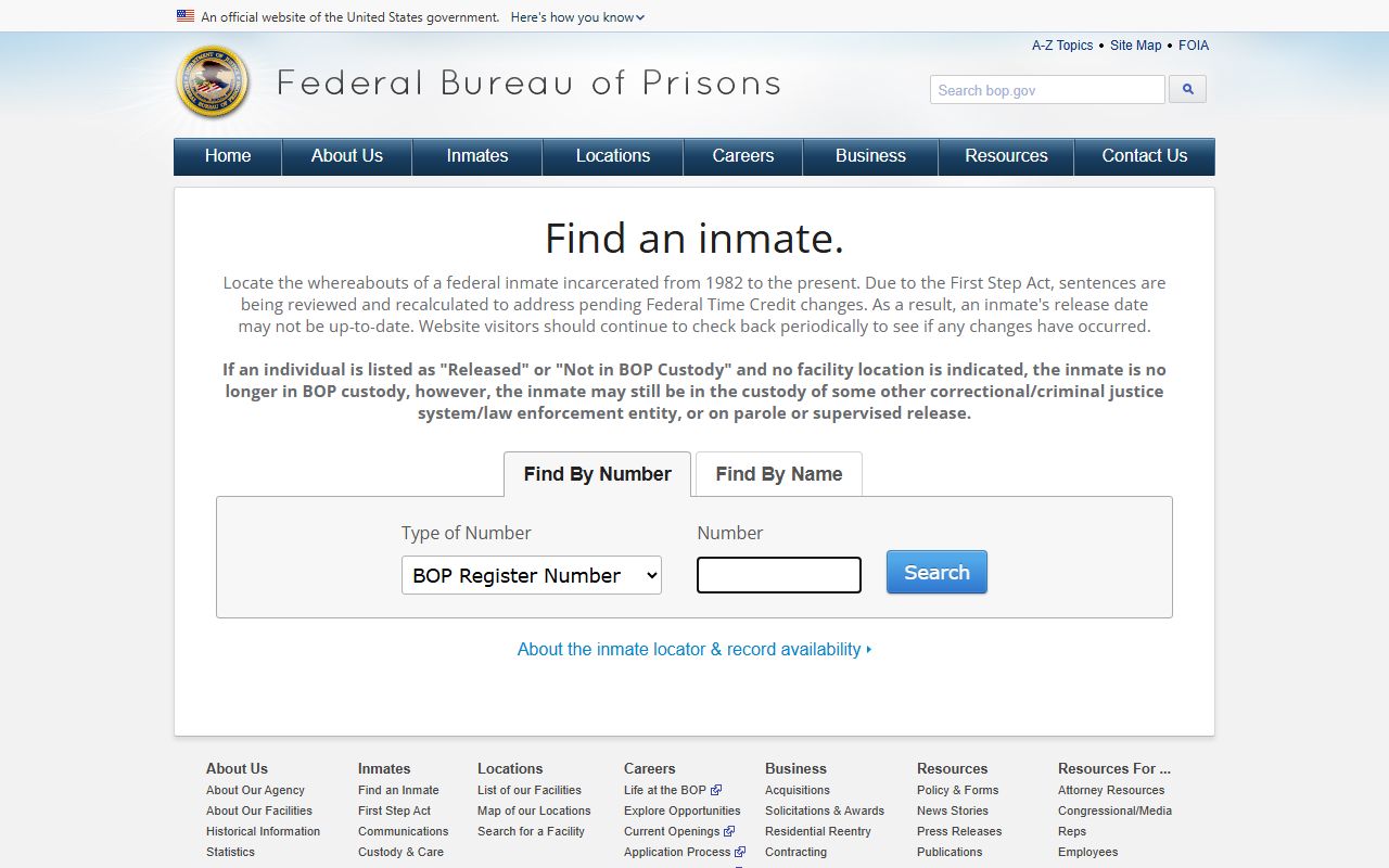 Columbia County jail mugshots federal BOP locator difference
